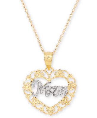 Macy's - Diamond Accent 18" Pendant Mom Necklace in 10k Gold