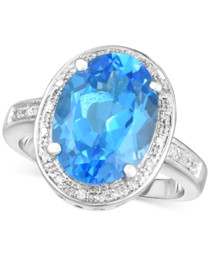 image of Blue Topaz (6-1/2 ct. t.w.) & Diamond (1/10 ct. t.w.) Statement Ring in Sterling Silver