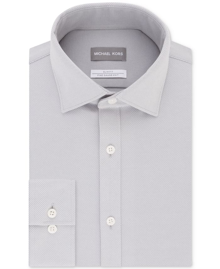 Michael Kors Men's Slim Fit Moisture Wicking Non Iron Dress Shirt Blue Size 17.5-36/37