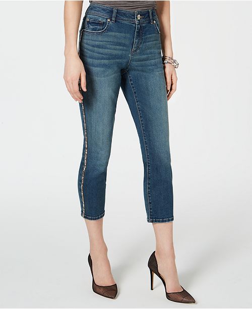 INC International Concepts INC Sparkle Side-Seam Skinny Cropped Jeans ...