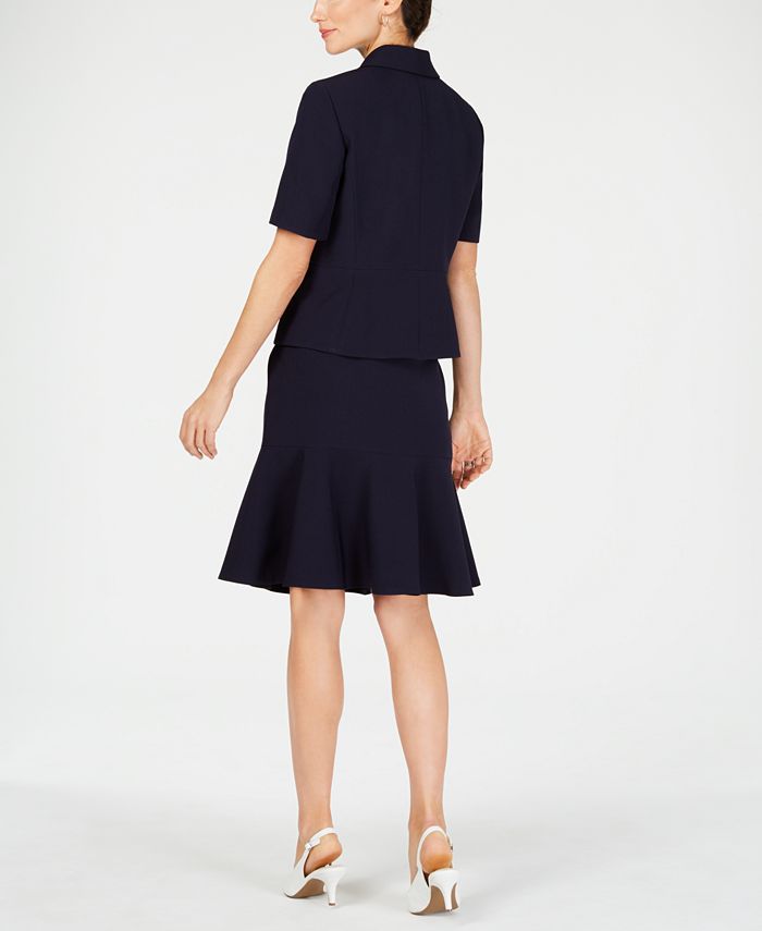 Le Suit Three-Button Short-Sleeve Skirt Suit - Macy's