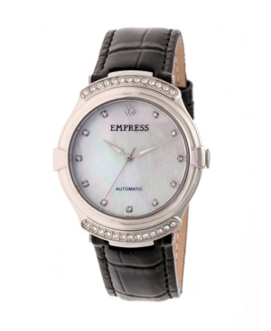 image of Empress Francesca Automatic Black Leather Watch 35mm