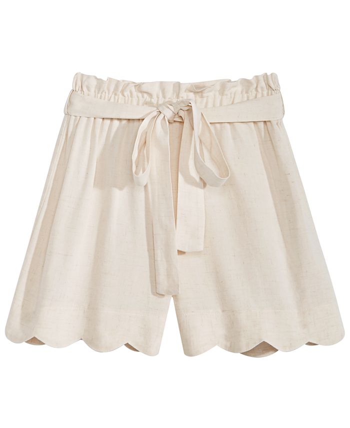 Monteau Big Girls Linen Scallop Hem Shorts - Macy's
