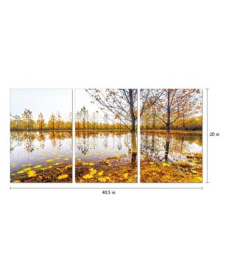 Chic Home Decor Falling Leaves 3 Piece Wrapped Canvas Wall Art Autumn