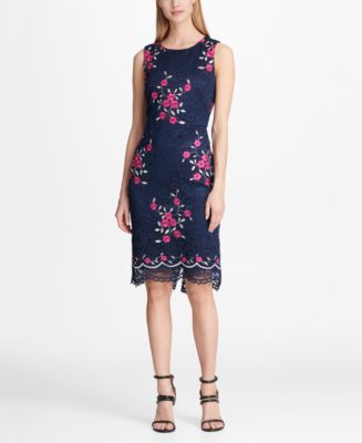 DKNY Floral Embroidered Lace Sheath Dress, Created for Macy's - Macy's