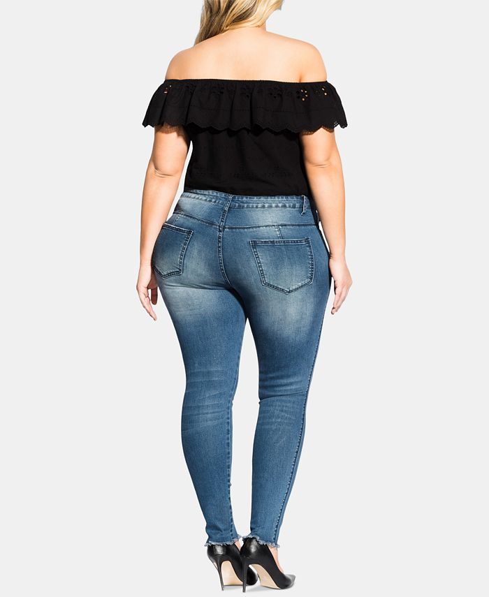 City Chic Trendy Plus Size Harley Ripped Skinny Jeans Macys 6700