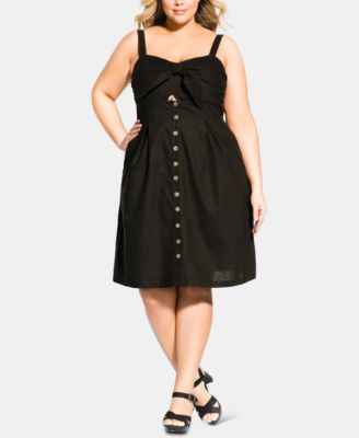 City Chic - Trendy Plus Size Sweetly Tied Button-Front Dress