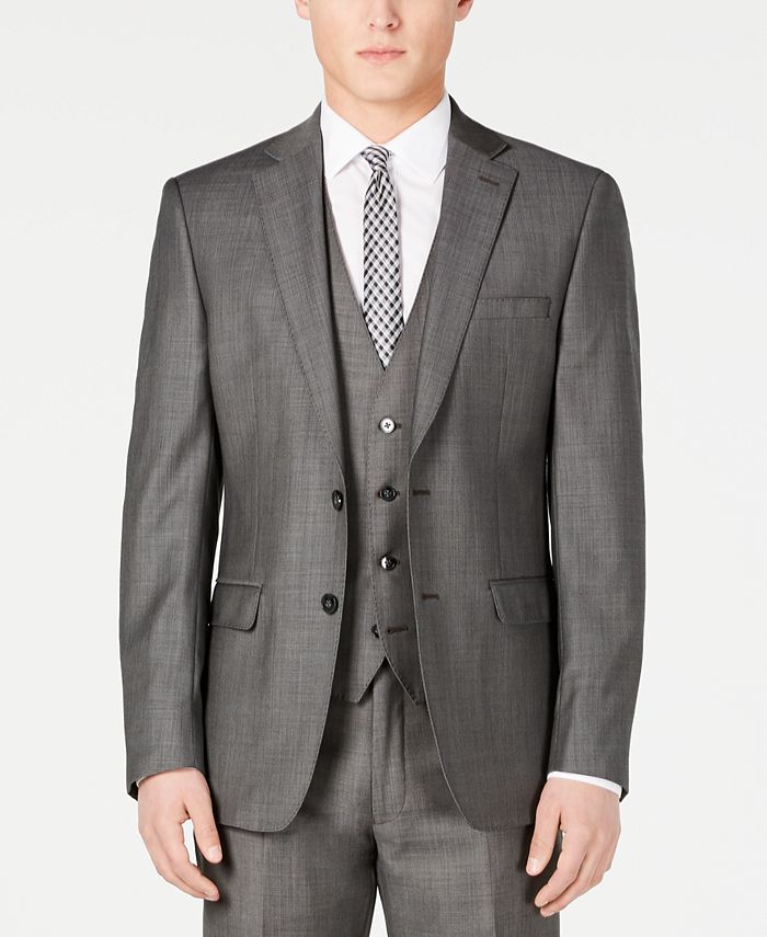 Calvin Klein Charcoal Mini Grid Slim X-Fit Suit Jacket & Reviews - Blazers  & Sport Coats - Men - Macy's