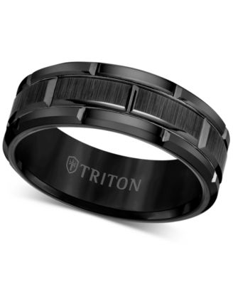 Triton Mens Ring 8mm Wedding Band in White or Black Tungsten - Black Tungsten 480$
