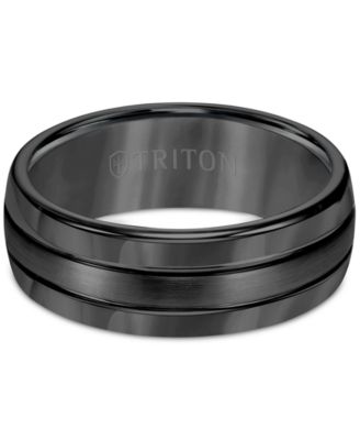 Men's Ring, 8mm 3-Row Wedding Band in Classic or Black Tungsten