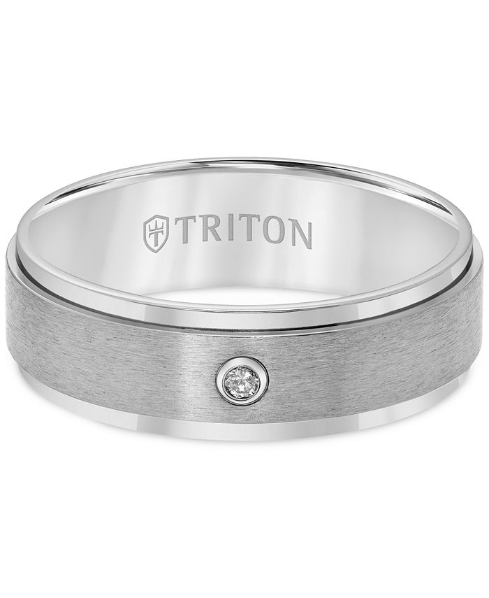 Triton - Men's Titanium Ring, 7mm Diamond Accent Wedding Band