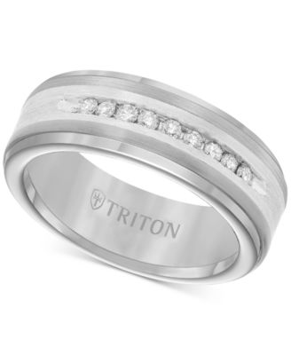 Mens White Gold Finish Genuine Diamond Pave Wedding Engagement Band Ring .50 Ct