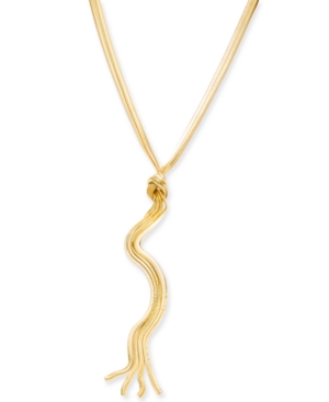 image of Thalia Sodi Herringbone Knotted Fringe Lariat Necklace, 18