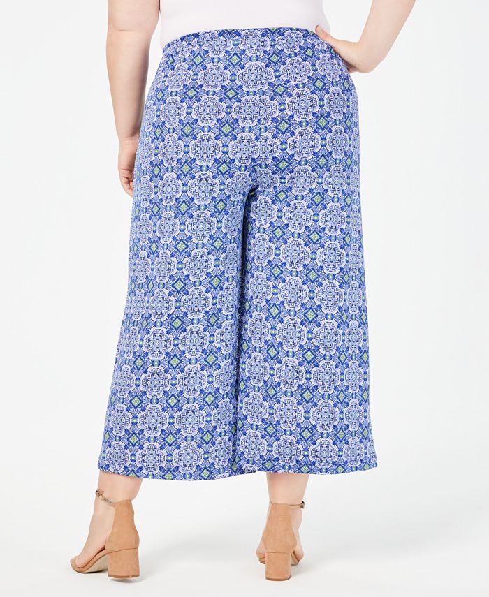 NY Collection Plus Size Printed Gaucho Pants - Macy's