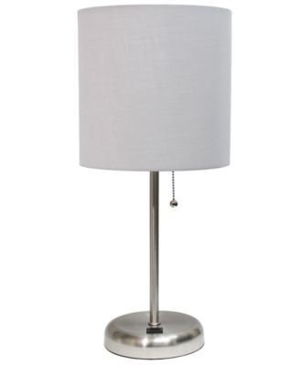 Lime Lights Stick Lamp with USB charging port and Fabric Shade