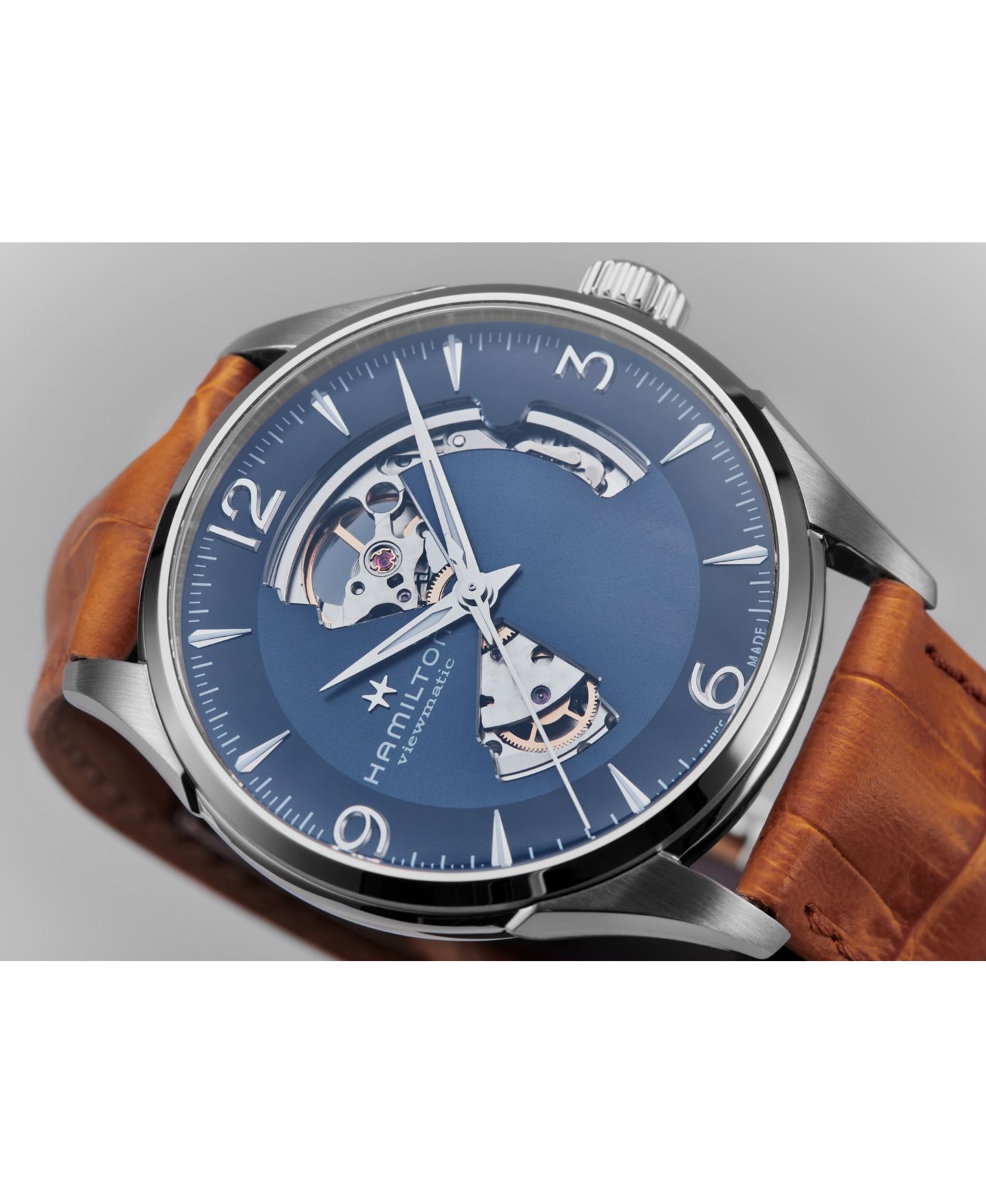 Мужские часы Hamilton Swiss Automatic Jazzmaster с коричневым кожаным ремешком, 40 мм — фото 4