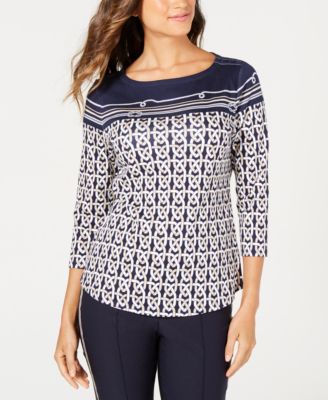 Charter Club - Cotton Nautical Knot Printed Top