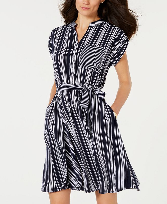 Charter Club Petite Striped Dress, Created for Macy's & Reviews ...