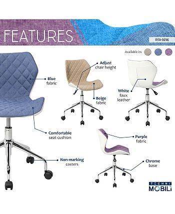 RTA Products - Techni Mobili Modern Adjustable Office Task Chair, Quick Ship