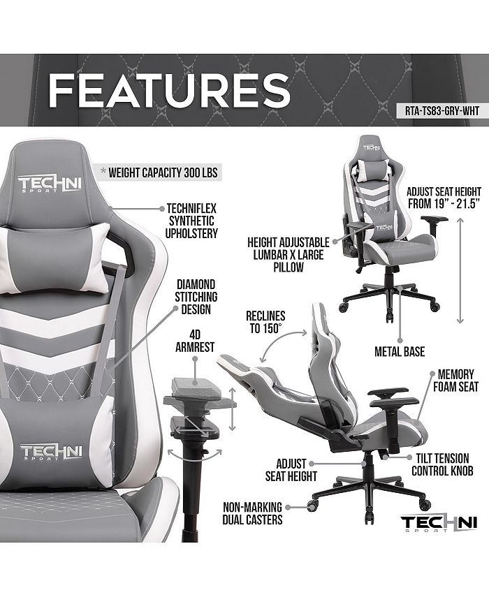 RTA Products Techni Sport TS83 Gaming Chair & Reviews Furniture Macy's