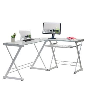 Techni Mobili L-Shaped Glass Top Computer Desk
