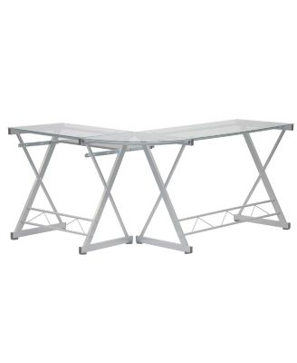 Techni Mobili L-Shaped Glass Top Computer Desk