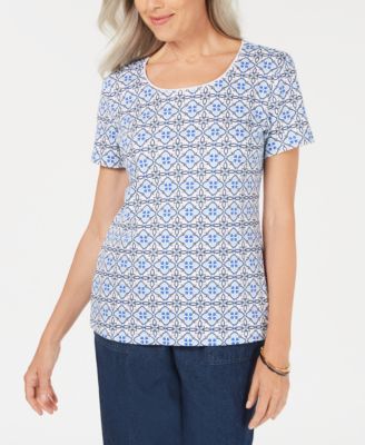 Karen Scott - Summer Tile Scoop-Neck Top