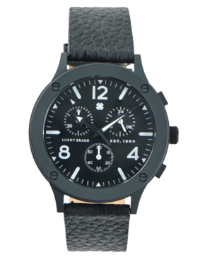 LUCKY BRAND MENS ROCKPOINT MF BLACK PEBBLED LEATHER STRAP 42MM