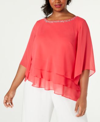 Alex Evenings - Plus Size Tiered-Ruffle Blouse