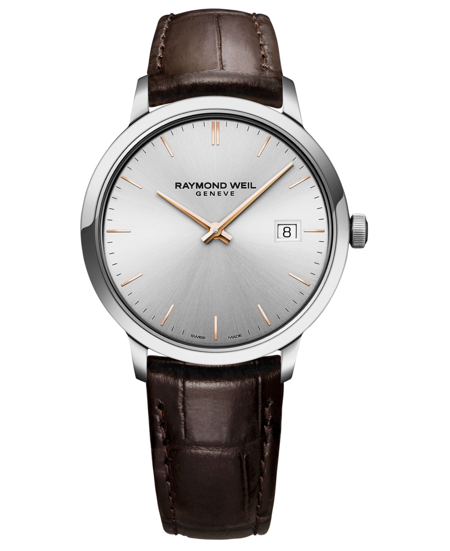 Мужские часы Raymond Weil Swiss Toccata Brown Leather Strap Watch 39mm — фото 1