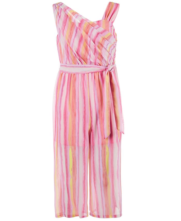 My Michelle Sequin Hearts Big Girls Striped Jumpsuit - Macy's