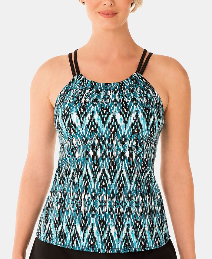 Swim Solutions Printed HalterNeck Tankini Top, Created For Macy's Macy's
