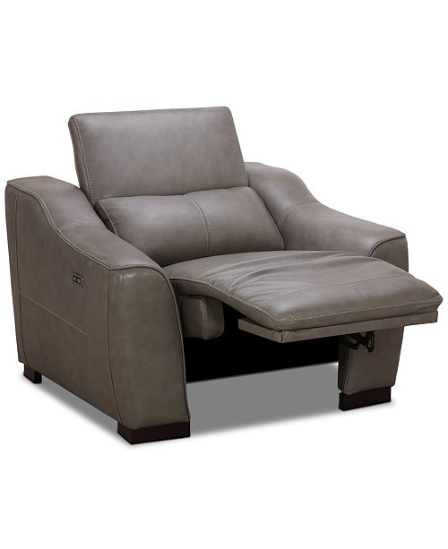 Furniture Closeout Ruthin 44 Large Leather Recliner With Power Headrest And Footrest Reviews Recliners Furniture Macy S