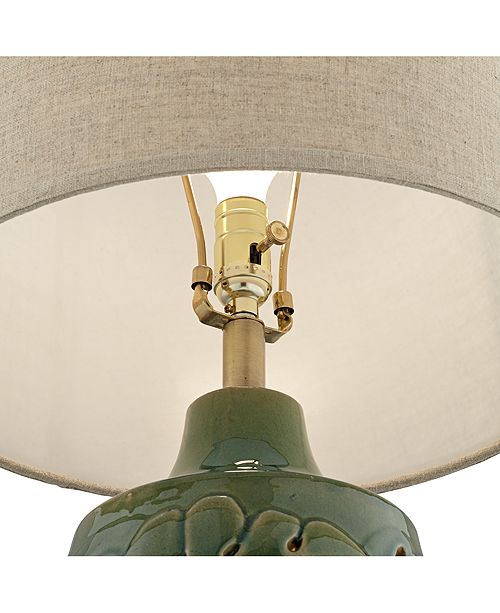 Pacific Coast Green Glaze Ceramic Table Lamp W Nightlight