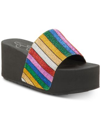 rainbow striped sandals