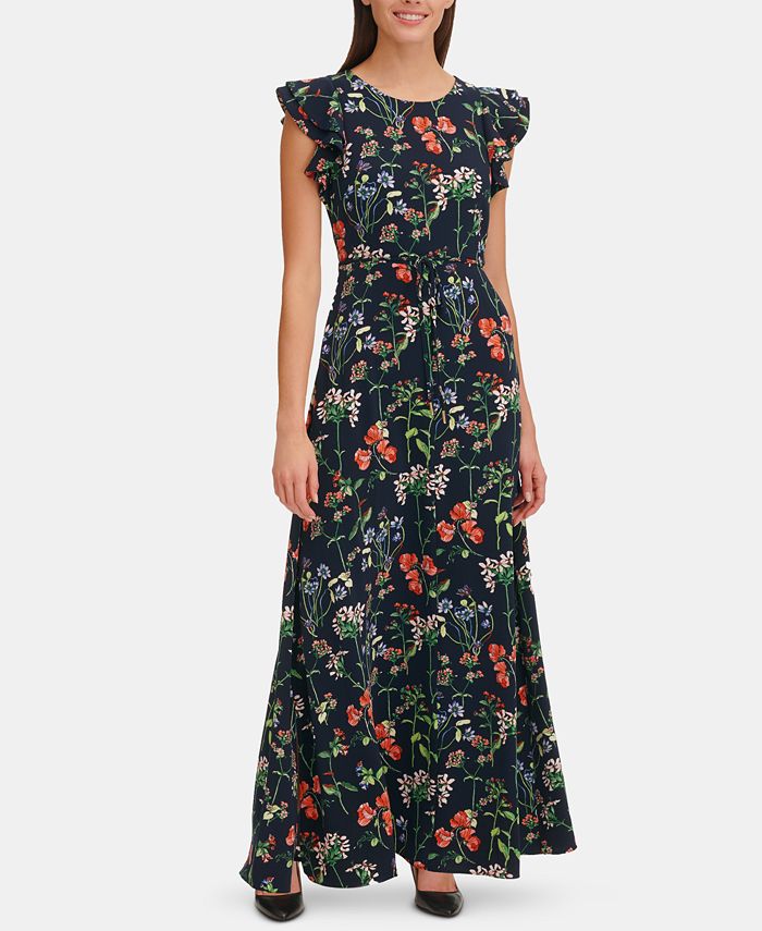 Tommy Hilfiger Gala Floral Belted Maxi Dress - Macy's
