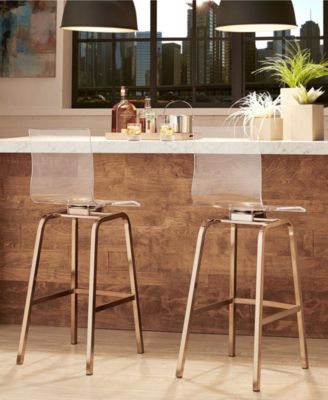 iNSPIRE Q Moore Clear Acrylic Swivel High Back Bar Stools Set Of 2