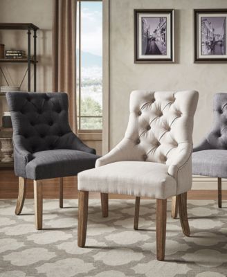 Alvia Button Tufts Wingback Hostess Chair Set Of 2
