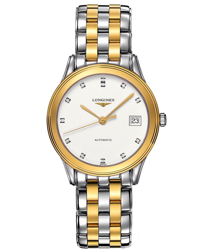 Longines Men's Swiss Automatic Flagship Diamond Accent Two Tone ...