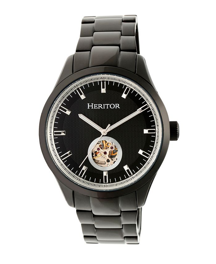 Heritor Automatic Crew Black Stainless Steel Watch 46mm Macy's