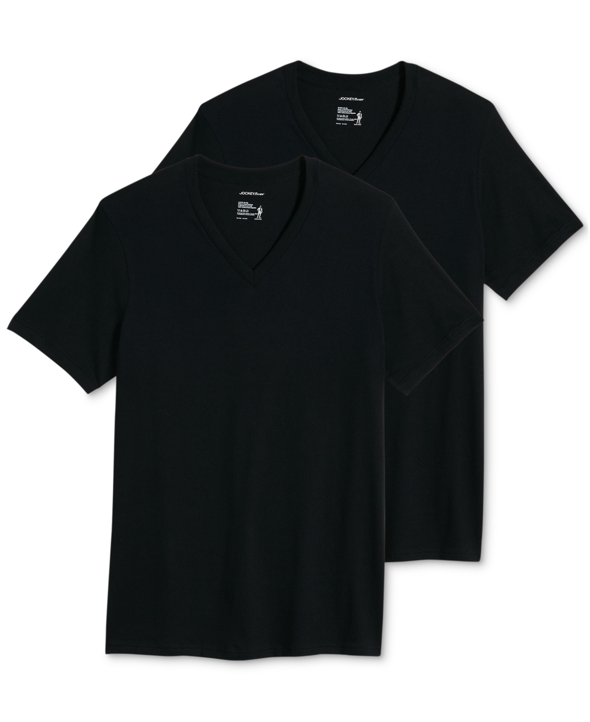 Men's Big & Tall Classic Tagless V-Neck Undershirt 2-pack - Black