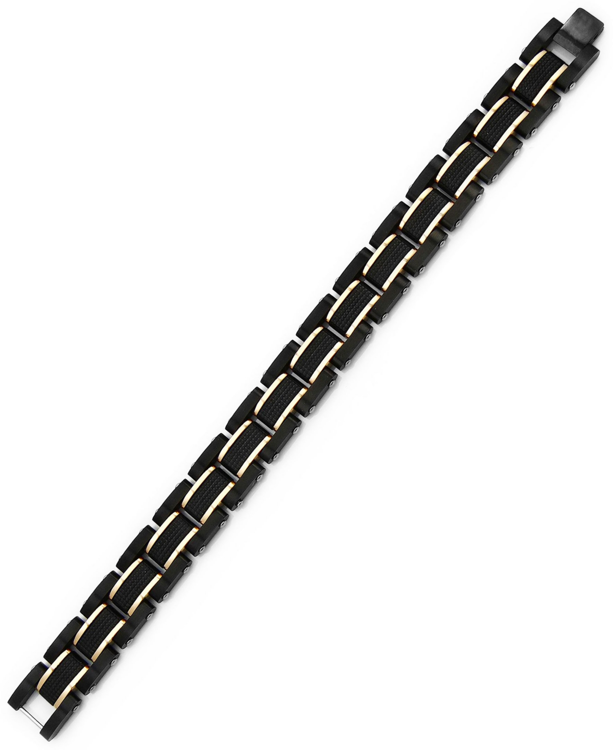 Sutton Stainless Steel Black And Rose Gold Link Bracelet - Black