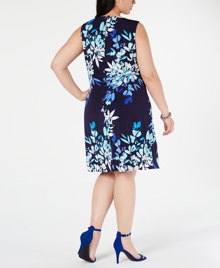 Jessica Howard Plus Size Floral-Print Trapeze Dress - Macy's