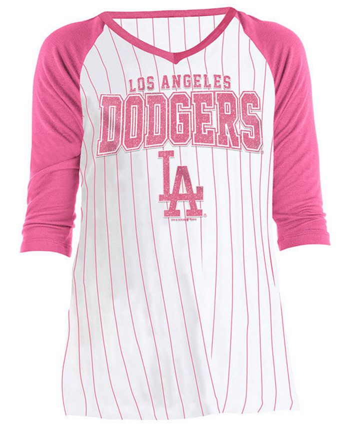 5th & Ocean Big Girls Los Angeles Dodgers Pinstripe Raglan T-Shirt