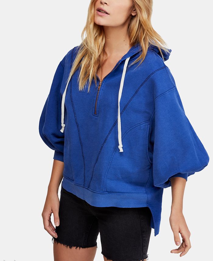 Free People Blouson Sleeve High Low Pullover Hoodie Macy s