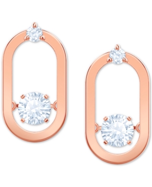 image of Swarovski Rose Gold-Tone Crystal Oval Stud Earrings