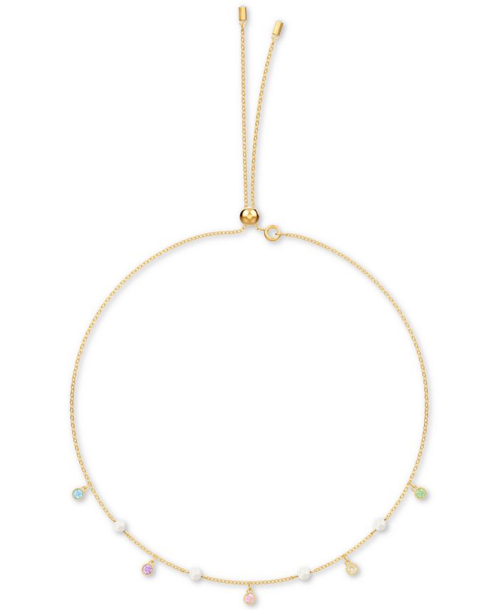 Swarovski GoldTone Crystal & Imitation Pearl 113/4" Slider Choker