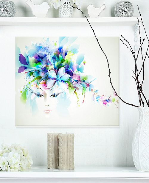 Design Art Designart Woman With Blue Flowers Floral Metal Wall Art 20 X 12 Reviews All Wall Decor Home Decor Macy S