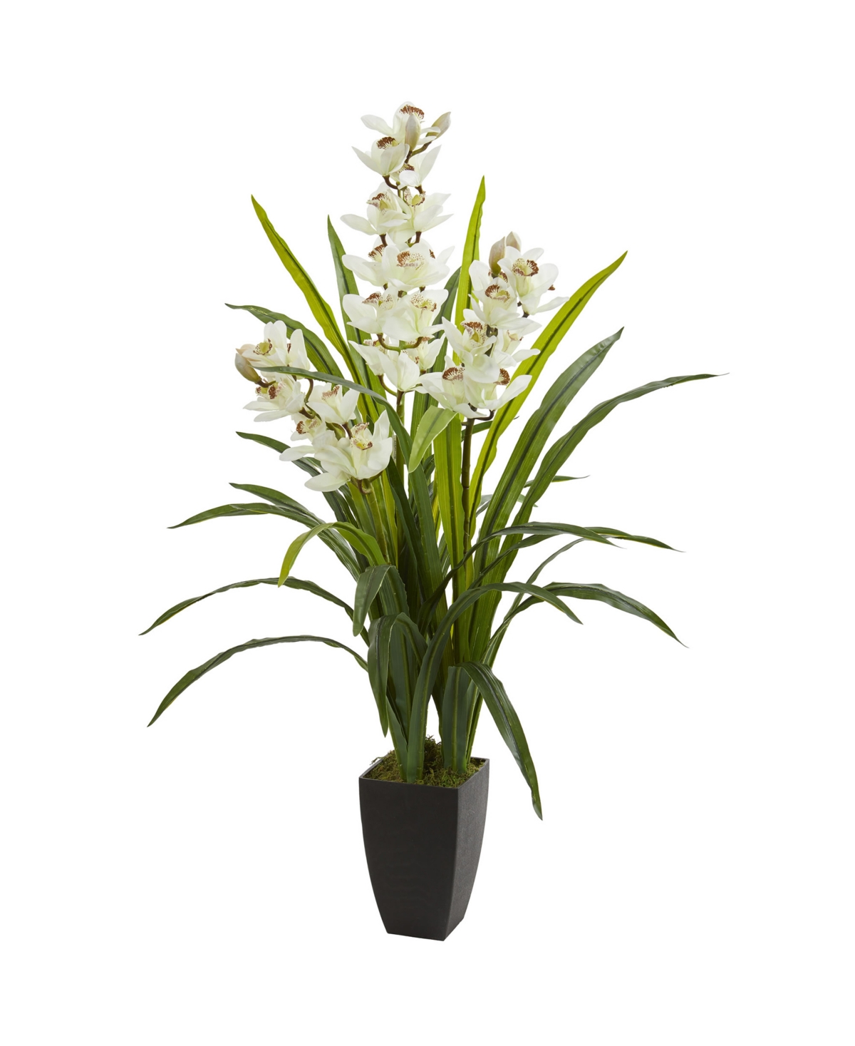 Nearly Natural 45" Cymbidium Orchid Artificial Plant In White
