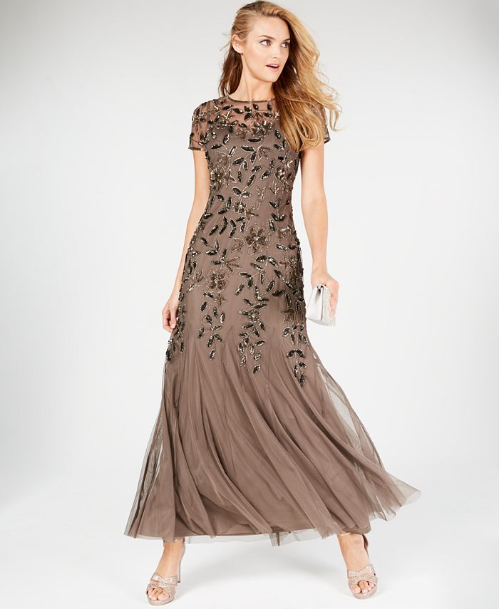 Adrianna Papell Women's Floral-Design Embellished Gown & Reviews - Dresses  - Petites - Macy's